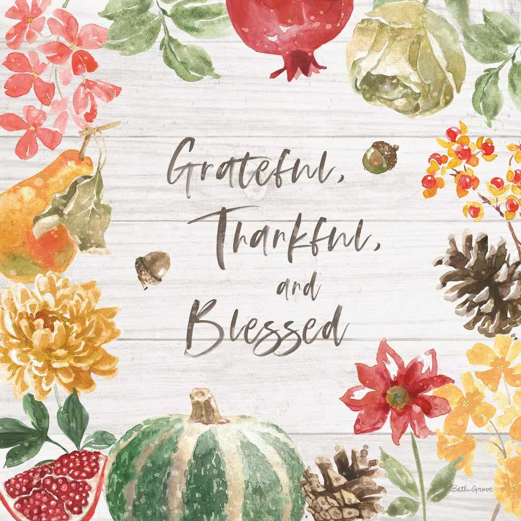 Harvest Bouquet II Shiplap by Beth Grove. SKU 57889a. Archival Giclee Fine art print for wall decor.