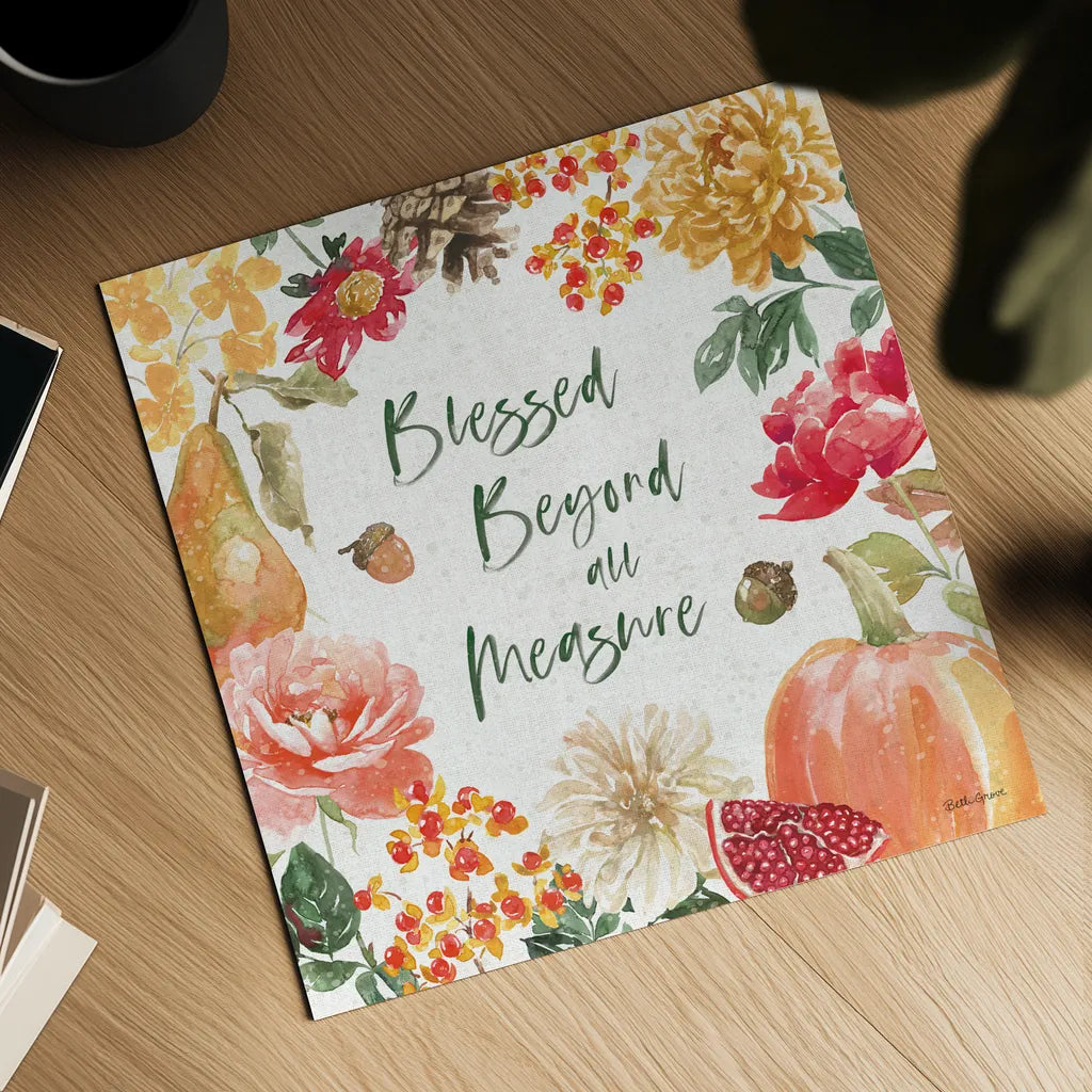 Harvest Bouquet III by Beth Grove. Shown as a detailed flat fine art print, highlighting archival giclee quality. Available as an archival giclee rolled canvas, fine art paper, or poster print. SKU 53777a.