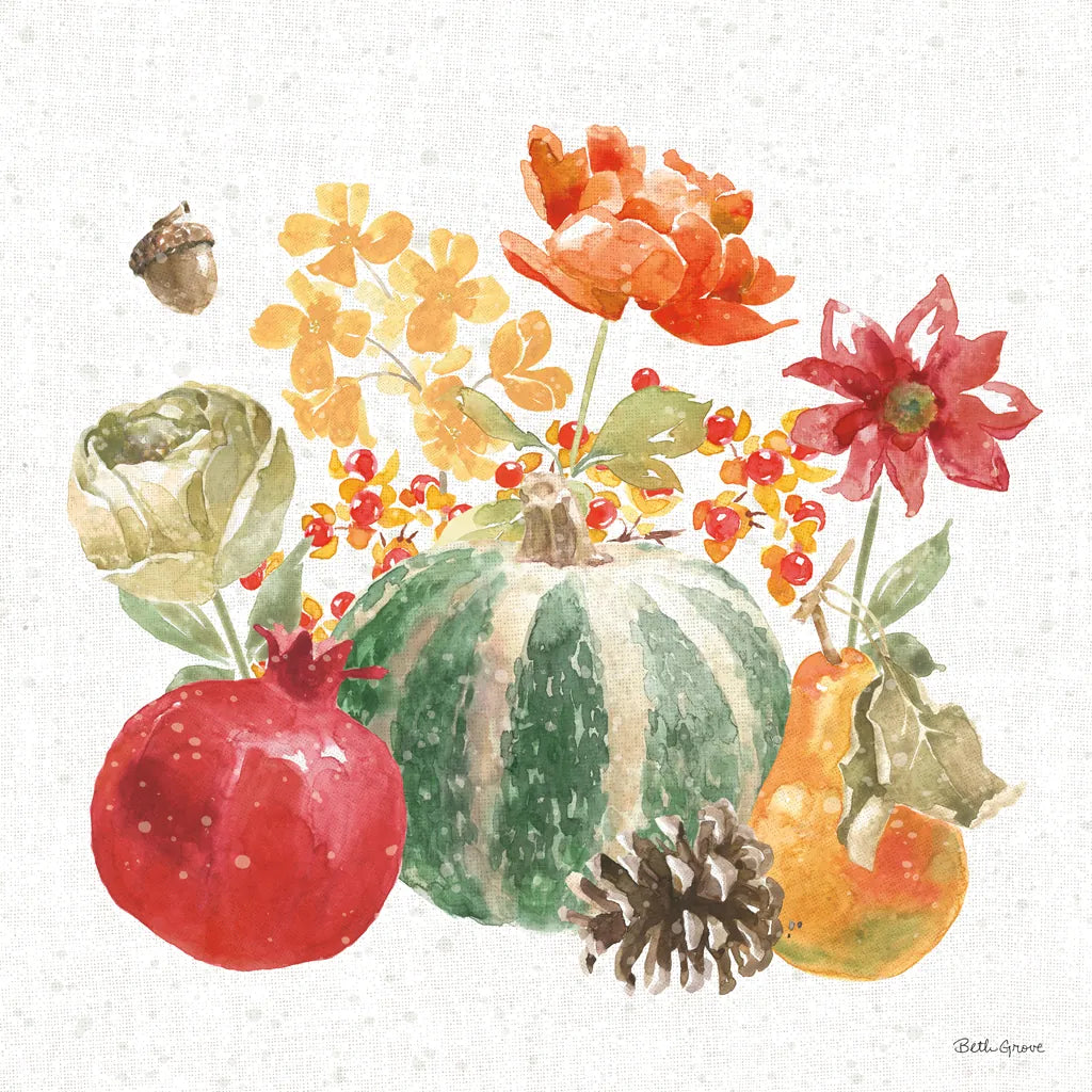 Harvest Bouquet V by Beth Grove. SKU 53779a. Archival Giclee Fine art print for wall decor.