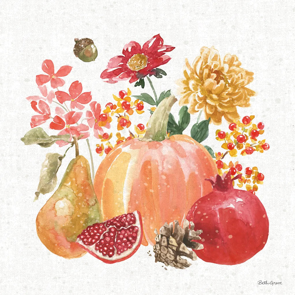 Harvest Bouquet VI by Beth Grove. SKU 53780a. Archival Giclee Fine art print for wall decor.
