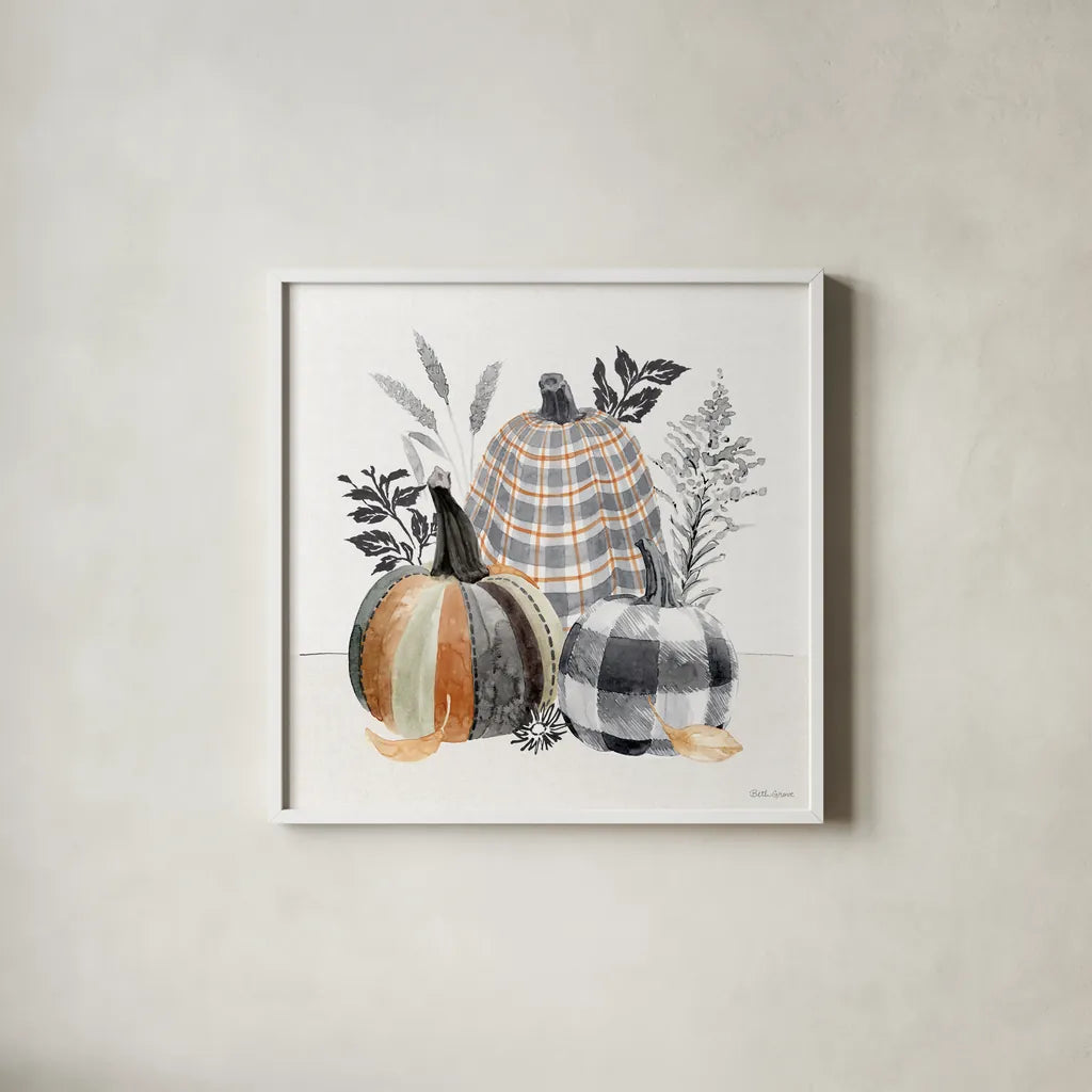 Harvest Classics II by Beth Grove. Shown in a crisp white glass frame for a clean and minimalist style. Available as an archival giclee rolled canvas, fine art paper, or poster print. SKU 76737a.