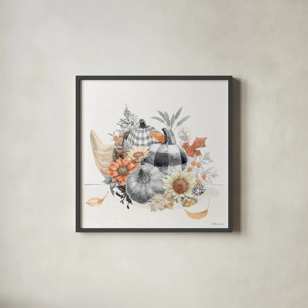 Harvest Classics VIII by Beth Grove. Shown in a sleek black glass frame for a contemporary gallery look. Available as an archival giclee rolled canvas, fine art paper, or poster print. SKU 77556a.