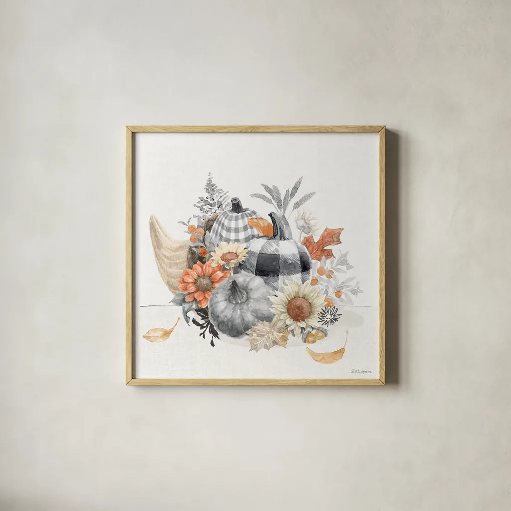Harvest Classics VIII by Beth Grove. Shown in a natural wood glass frame for a timeless modern aesthetic. Available as an archival giclee rolled canvas, fine art paper, or poster print. SKU 77556a.