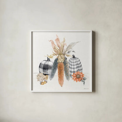 Harvest Classics X by Beth Grove. Shown in a crisp white glass frame for a clean and minimalist style. Available as an archival giclee rolled canvas, fine art paper, or poster print. SKU 77558a.