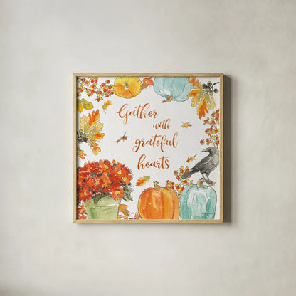 Harvest Dogs VI by Beth Grove. Shown in a natural wood glass frame for a timeless modern aesthetic. Available as an archival giclee rolled canvas, fine art paper, or poster print. SKU 61658a.