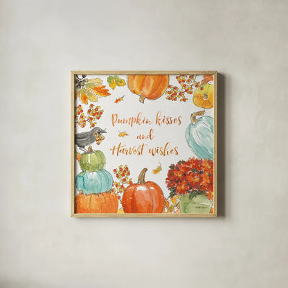 Harvest Dogs VII by Beth Grove. Shown in a natural wood glass frame for a timeless modern aesthetic. Available as an archival giclee rolled canvas, fine art paper, or poster print. SKU 61659a.