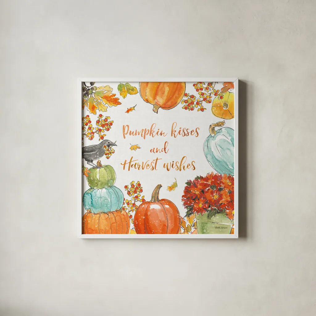 Harvest Dogs VII by Beth Grove. Shown in a crisp white glass frame for a clean and minimalist style. Available as an archival giclee rolled canvas, fine art paper, or poster print. SKU 61659a.