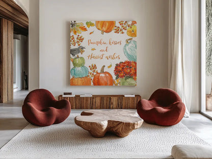 Harvest Dogs VII by Beth Grove. Shown as extra-large giant wall art in a modern living room. Available as an archival giclee rolled canvas, fine art paper, or poster print. SKU 61659a.