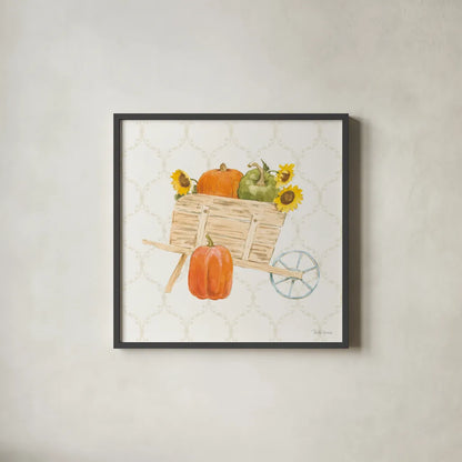 Harvest Wishes I by Beth Grove. Shown in a sleek black glass frame for a contemporary gallery look. Available as an archival giclee rolled canvas, fine art paper, or poster print. SKU 100678a.