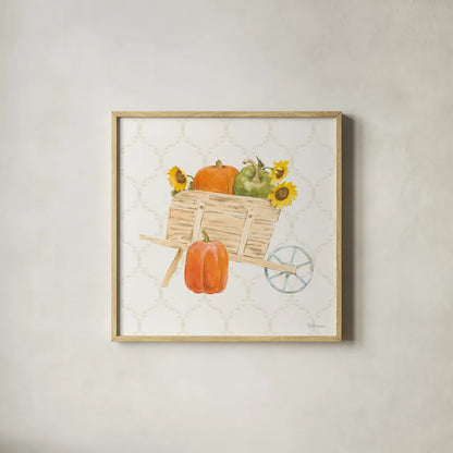 Harvest Wishes I by Beth Grove. Shown in a natural wood glass frame for a timeless modern aesthetic. Available as an archival giclee rolled canvas, fine art paper, or poster print. SKU 100678a.