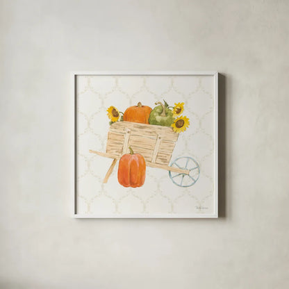 Harvest Wishes I by Beth Grove. Shown in a crisp white glass frame for a clean and minimalist style. Available as an archival giclee rolled canvas, fine art paper, or poster print. SKU 100678a.