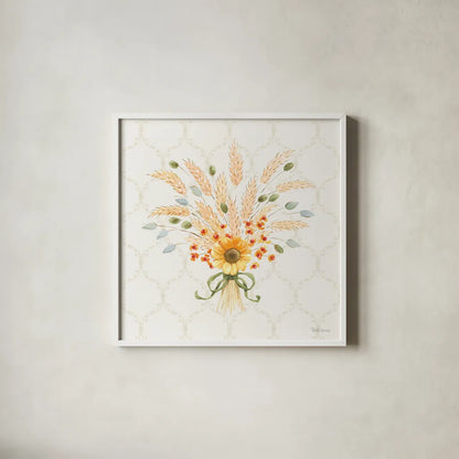 Harvest Wishes II by Beth Grove. Shown in a crisp white glass frame for a clean and minimalist style. Available as an archival giclee rolled canvas, fine art paper, or poster print. SKU 100679a.