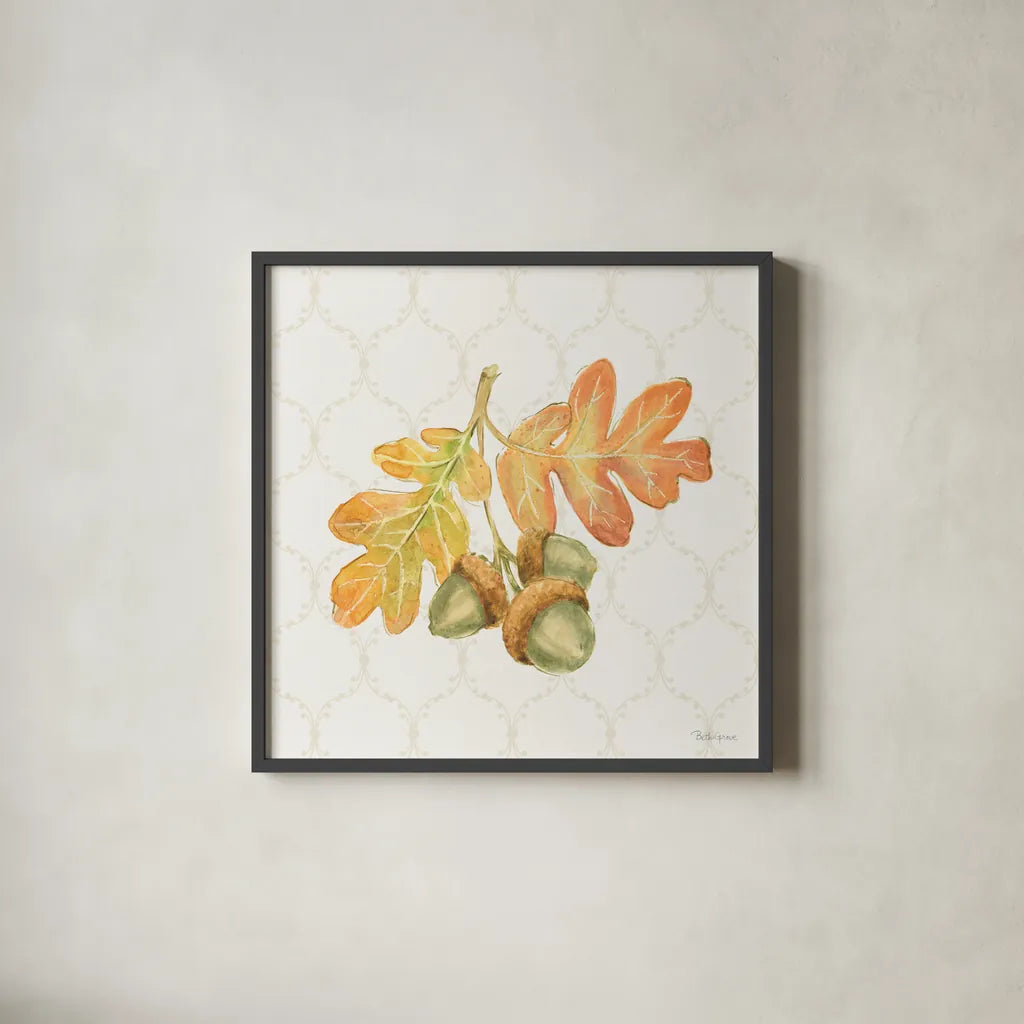 Harvest Wishes III by Beth Grove. Shown in a sleek black glass frame for a contemporary gallery look. Available as an archival giclee rolled canvas, fine art paper, or poster print. SKU 100680a.