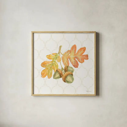 Harvest Wishes III by Beth Grove. Shown in a natural wood glass frame for a timeless modern aesthetic. Available as an archival giclee rolled canvas, fine art paper, or poster print. SKU 100680a.