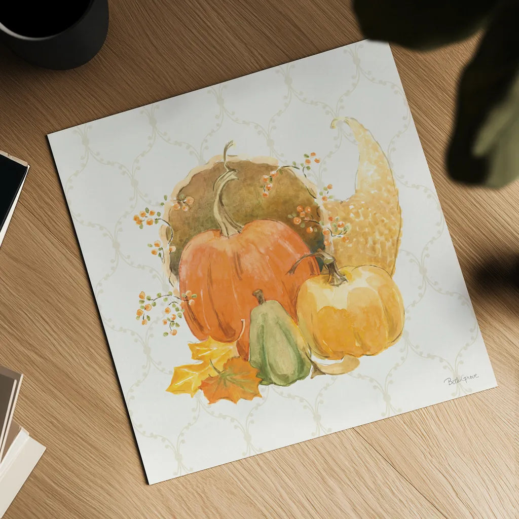 Harvest Wishes IV by Beth Grove. Shown as a detailed flat fine art print, highlighting archival giclee quality. Available as an archival giclee rolled canvas, fine art paper, or poster print. SKU 100681a.