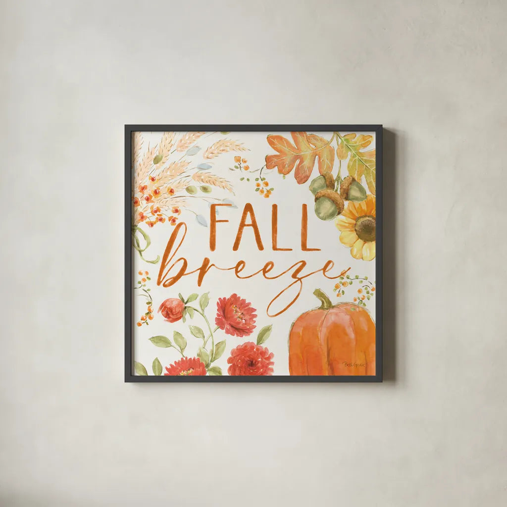 Harvest Wishes VII by Beth Grove. Shown in a sleek black glass frame for a contemporary gallery look. Available as an archival giclee rolled canvas, fine art paper, or poster print. SKU 100684a.