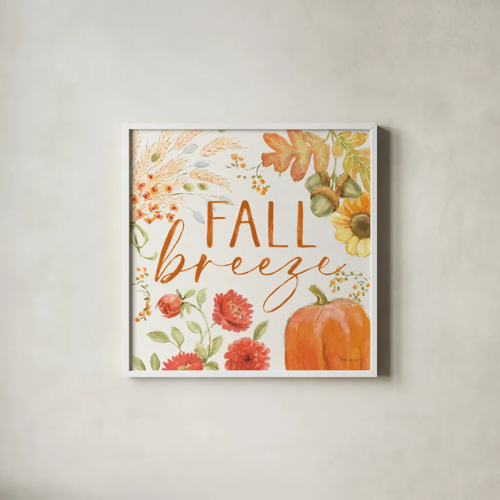 Harvest Wishes VII by Beth Grove. Shown in a crisp white glass frame for a clean and minimalist style. Available as an archival giclee rolled canvas, fine art paper, or poster print. SKU 100684a.