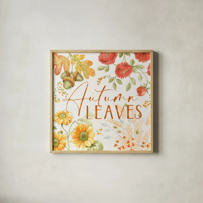 Harvest Wishes VIII by Beth Grove. Shown in a natural wood glass frame for a timeless modern aesthetic. Available as an archival giclee rolled canvas, fine art paper, or poster print. SKU 100685a.