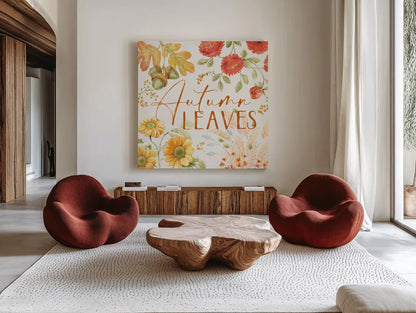 Harvest Wishes VIII by Beth Grove. Shown as extra-large giant wall art in a modern living room. Available as an archival giclee rolled canvas, fine art paper, or poster print. SKU 100685a.