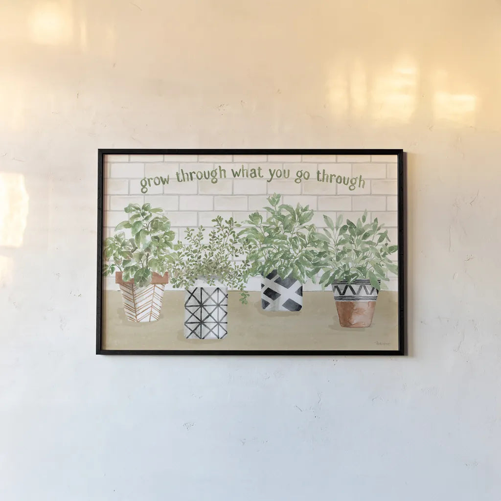 Herb Garden I by Beth Grove. shown as a paper print in a black flame. Available as a archival giclee rolled canvas, fine art paper, or poster print. SKU 66644i.