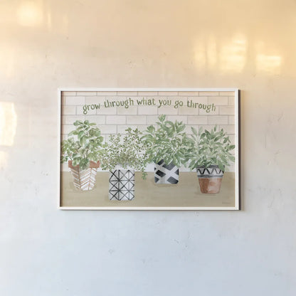 Herb Garden I by Beth Grove. shown as a paper print in a white frame. Available as a archival giclee rolled canvas, fine art paper, or poster print. SKU 66644i.