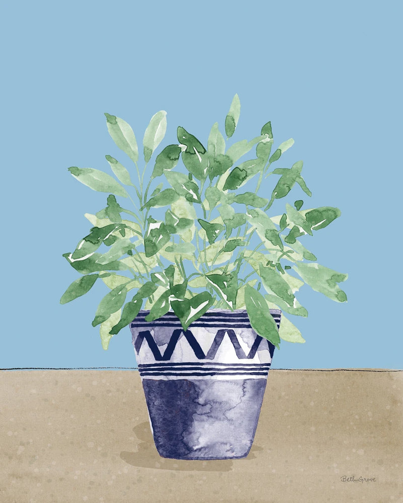Herb Garden V White Navy by Beth Grove