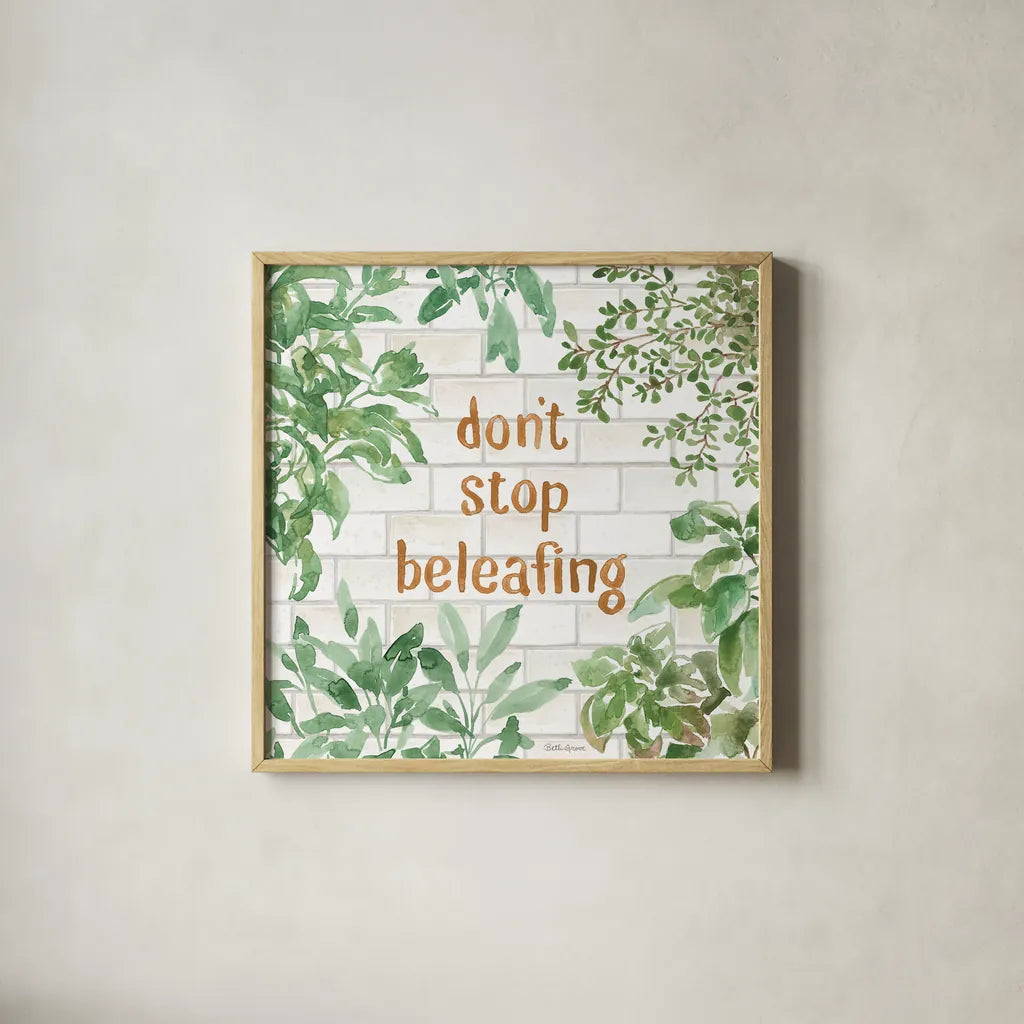 Herb Garden VI by Beth Grove. Shown in a natural wood glass frame for a timeless modern aesthetic. Available as an archival giclee rolled canvas, fine art paper, or poster print. SKU 66649a.