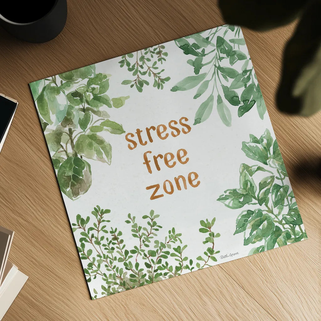 Herb Garden VII Stree Free by Beth Grove. Shown as a detailed flat fine art print, highlighting archival giclee quality. Available as an archival giclee rolled canvas, fine art paper, or poster print. SKU 72540a.