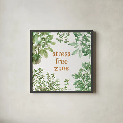 Herb Garden VII Stree Free by Beth Grove. Shown in a sleek black glass frame for a contemporary gallery look. Available as an archival giclee rolled canvas, fine art paper, or poster print. SKU 72540a.