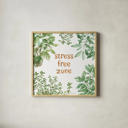 Herb Garden VII Stree Free by Beth Grove. Shown in a natural wood glass frame for a timeless modern aesthetic. Available as an archival giclee rolled canvas, fine art paper, or poster print. SKU 72540a.
