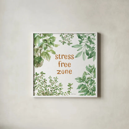 Herb Garden VII Stree Free by Beth Grove. Shown in a crisp white glass frame for a clean and minimalist style. Available as an archival giclee rolled canvas, fine art paper, or poster print. SKU 72540a.