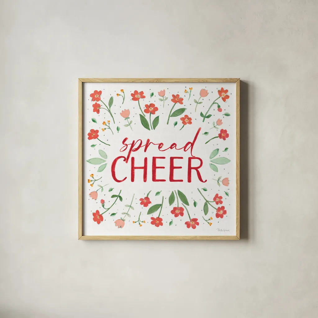 Holiday Bows V by Beth Grove. Shown in a natural wood glass frame for a timeless modern aesthetic. Available as an archival giclee rolled canvas, fine art paper, or poster print. SKU 100097a.