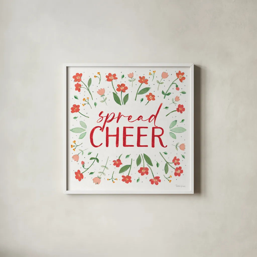 Holiday Bows V by Beth Grove. Shown in a crisp white glass frame for a clean and minimalist style. Available as an archival giclee rolled canvas, fine art paper, or poster print. SKU 100097a.