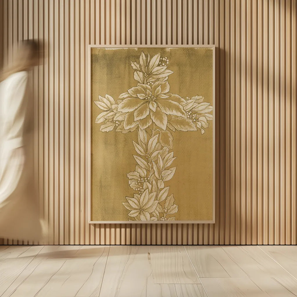 Holiday Cross III by Beth Grove. shown as over sized large wall art. Available as an archival giclee rolled canvas, fine art paper, or poster print. SKU 29187h.