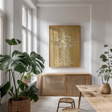 Holiday Cross IV by Beth Grove. shown as a print in a natural wood frame in a dining room. Available as a archival giclee rolled canvas, fine art paper, or poster print. SKU 29188h.