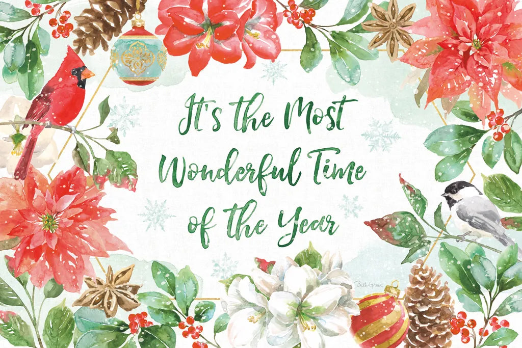 Holiday Flora I by Beth Grove. SKU 52210i. Archival Giclee Fine art print for wall decor.