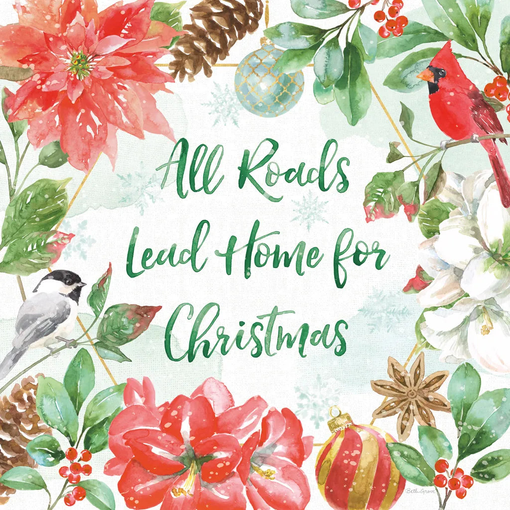 Holiday Flora II by Beth Grove. SKU 52211a. Archival Giclee Fine art print for wall decor.