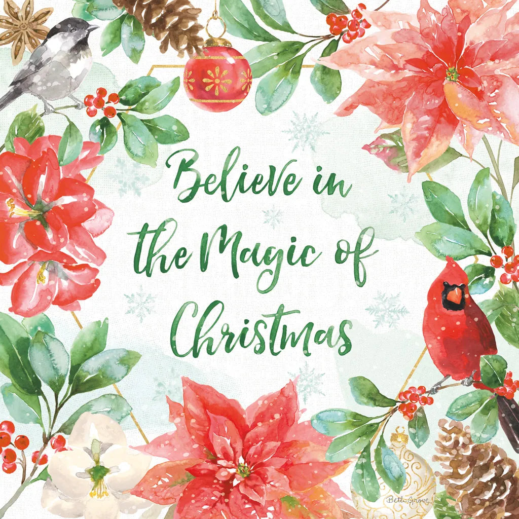 Holiday Flora III by Beth Grove. SKU 52212a. Archival Giclee Fine art print for wall decor.