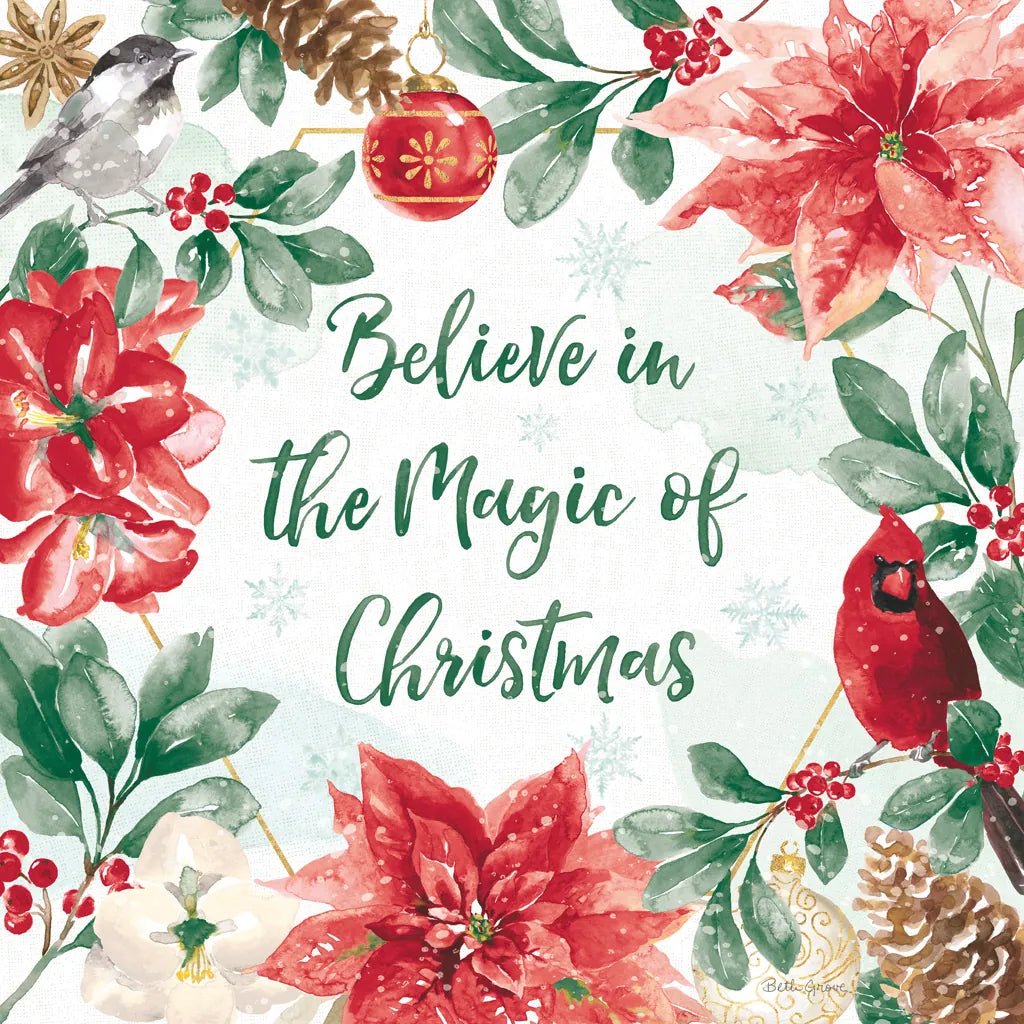 Holiday Flora III v2 by Beth Grove. SKU 58380a. Archival Giclee Fine art print for wall decor.