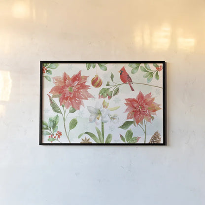 Holiday Flora IV by Beth Grove. shown as a paper print in a black flame. Available as a archival giclee rolled canvas, fine art paper, or poster print. SKU 52213i.