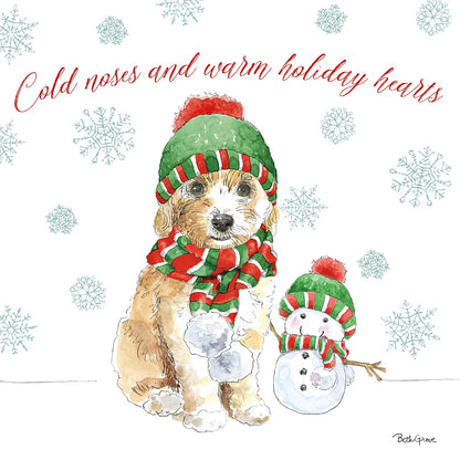 Holiday Paws IV by Beth Grove. SKU 44151a. Archival Giclee Fine art print for wall decor.