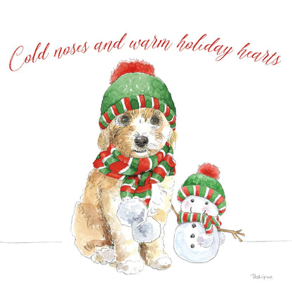 Holiday Paws IV on White by Beth Grove. SKU 54341a. Archival Giclee Fine art print for wall decor.