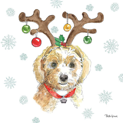 Holiday Paws VI by Beth Grove. SKU 46078a. Archival Giclee Fine art print for wall decor.