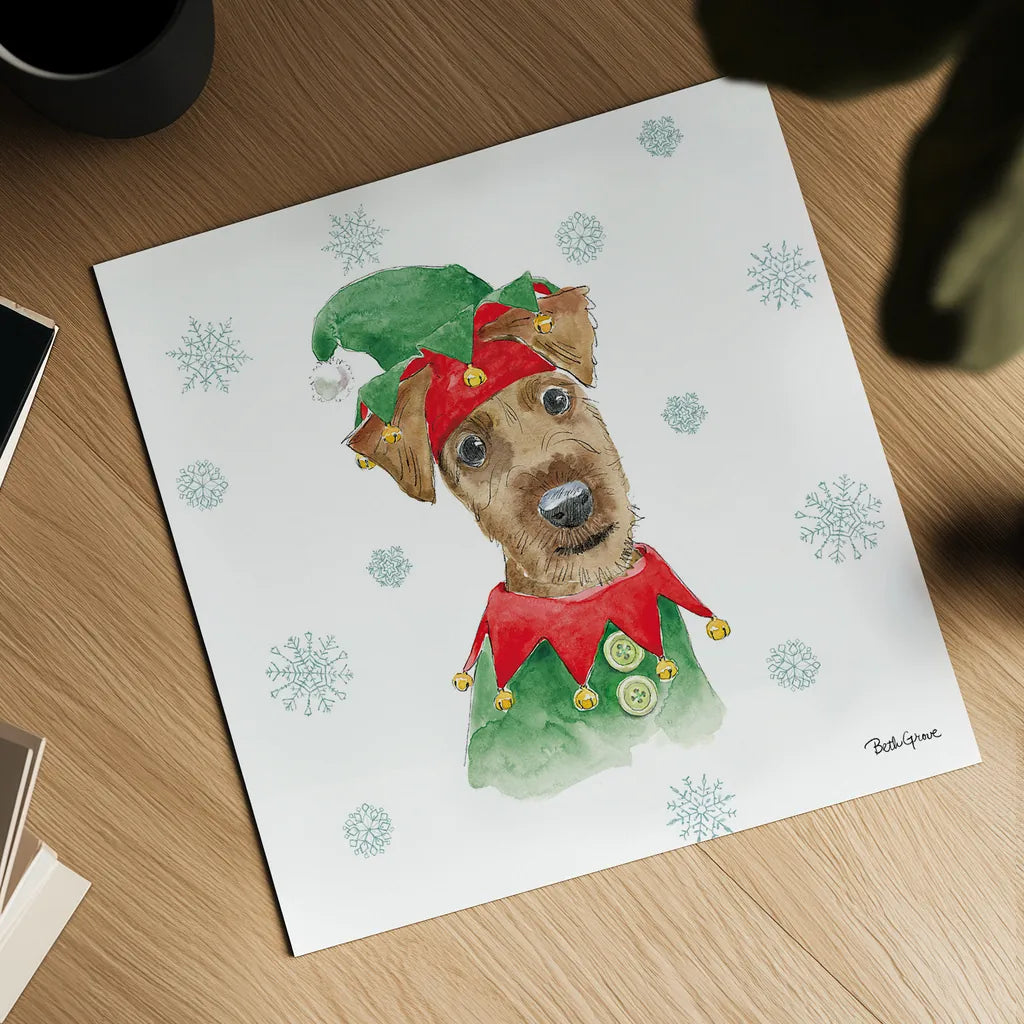 Holiday Paws VII by Beth Grove. Shown as a detailed flat fine art print, highlighting archival giclee quality. Available as an archival giclee rolled canvas, fine art paper, or poster print. SKU 46079a.
