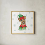 Holiday Paws VII by Beth Grove. Shown in a natural wood glass frame for a timeless modern aesthetic. Available as an archival giclee rolled canvas, fine art paper, or poster print. SKU 46079a.