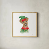 Holiday Paws VII on White by Beth Grove. Shown in a natural wood glass frame for a timeless modern aesthetic. Available as an archival giclee rolled canvas, fine art paper, or poster print. SKU 50885a.
