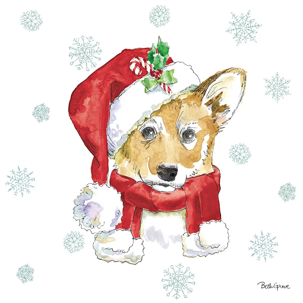 Holiday Paws VIII by Beth Grove. SKU 46080a. Archival Giclee Fine art print for wall decor.