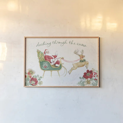 Holiday Traditions I by Beth Grove. shown as a paper print in a natural frame. Available as a archival giclee rolled canvas, fine art paper, or poster print. SKU 86429i.