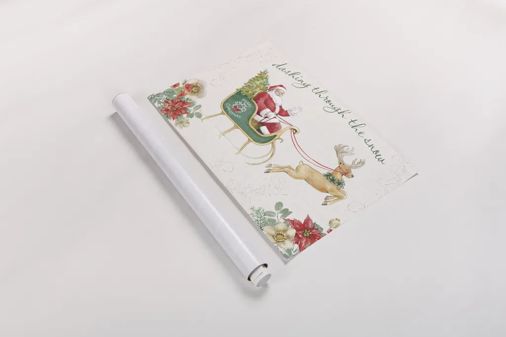 Holiday Traditions I Poinsettia by Beth Grove. shown as a rolled paper print. Available as archival giclee rolled canvas, fine art paper, or poster print. SKU 97640i.