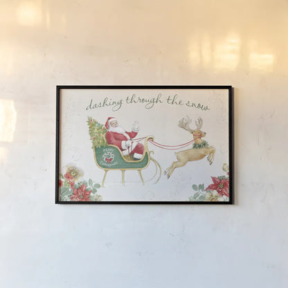 Holiday Traditions I Poinsettia by Beth Grove. shown as a paper print in a black flame. Available as a archival giclee rolled canvas, fine art paper, or poster print. SKU 97640i.